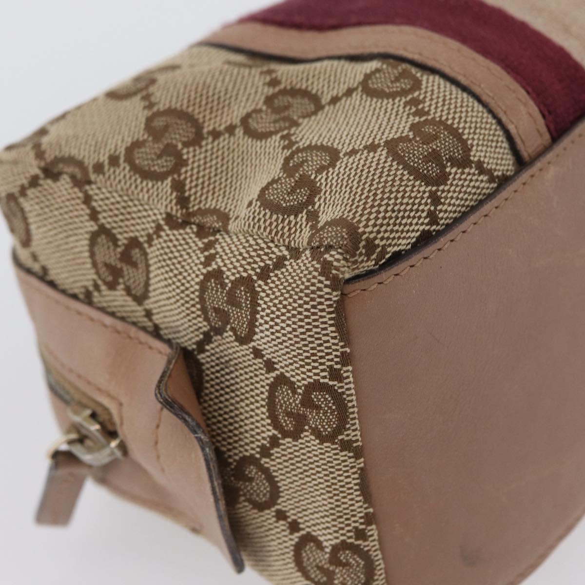 GUCCI GG Canvas Sherry Line Pouch Beige Gold 256636 Auth mr2104