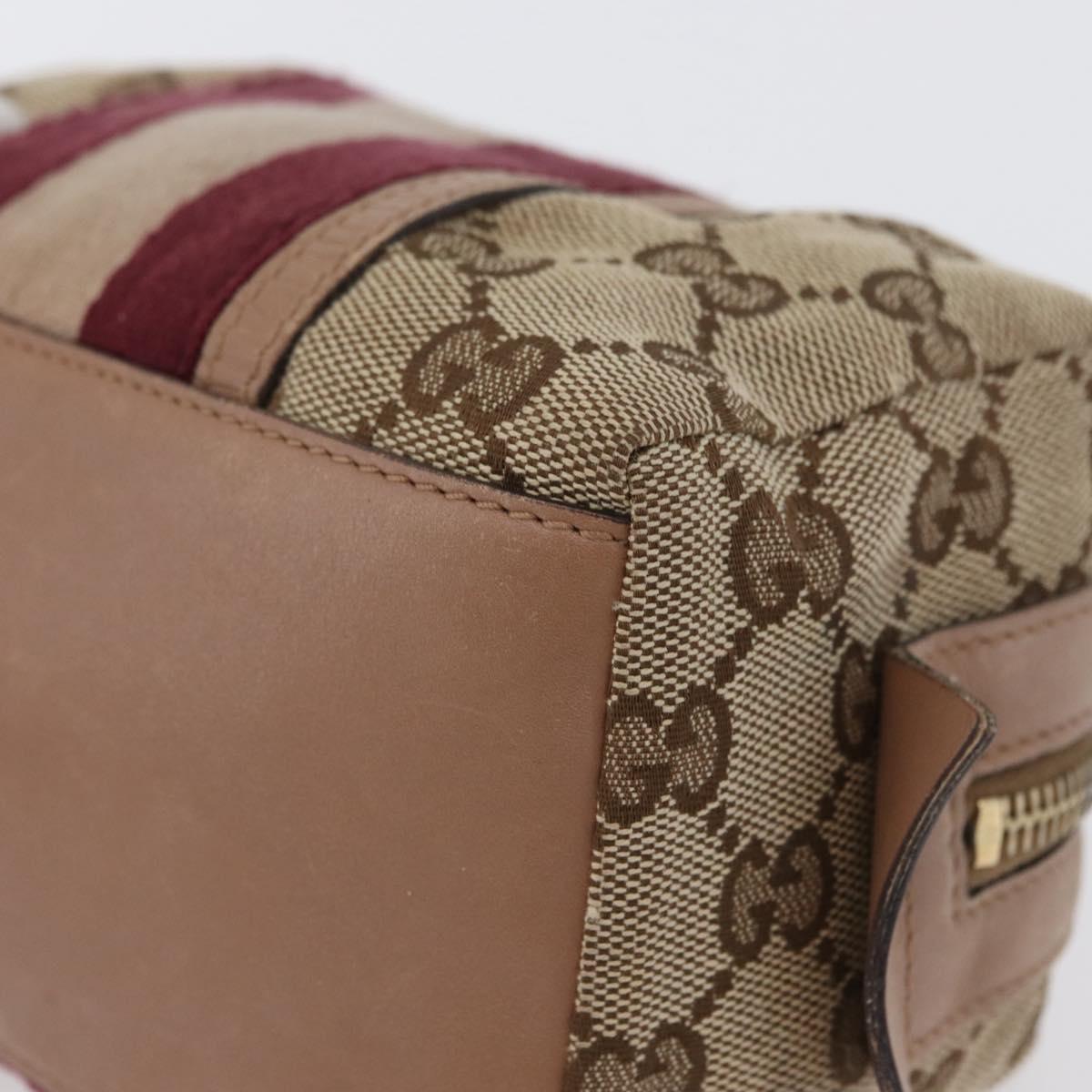 GUCCI GG Canvas Sherry Line Pouch Beige Gold 256636 Auth mr2104