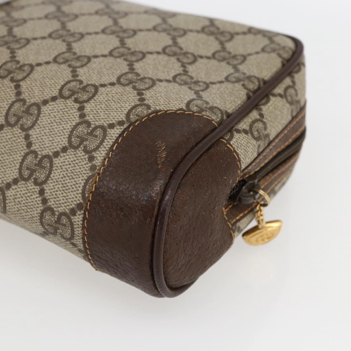 GUCCI GG Supreme Clutch Bag PVC Beige Gold 014 89 0094 Auth mr2105
