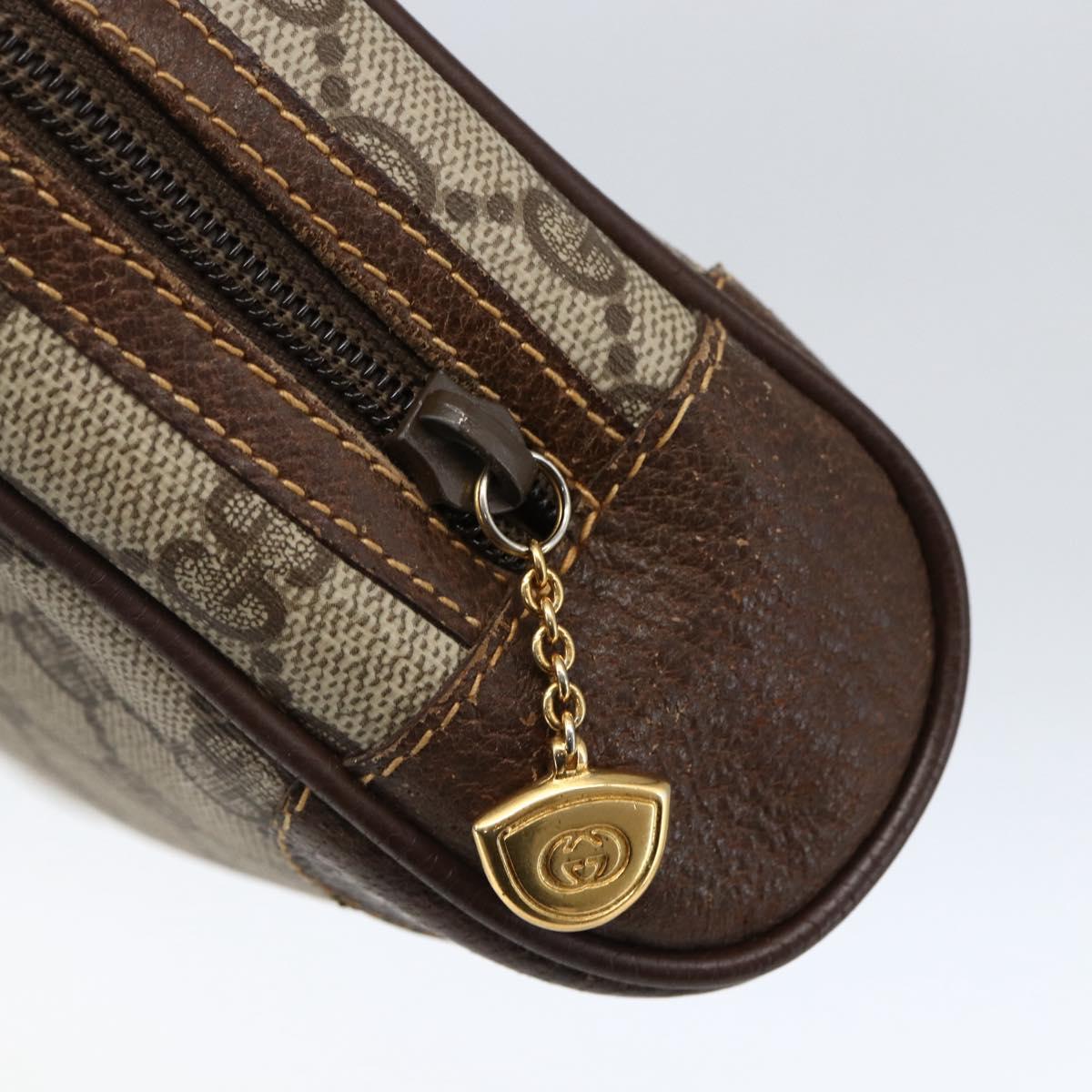 GUCCI GG Supreme Clutch Bag PVC Beige Gold 014 89 0094 Auth mr2105