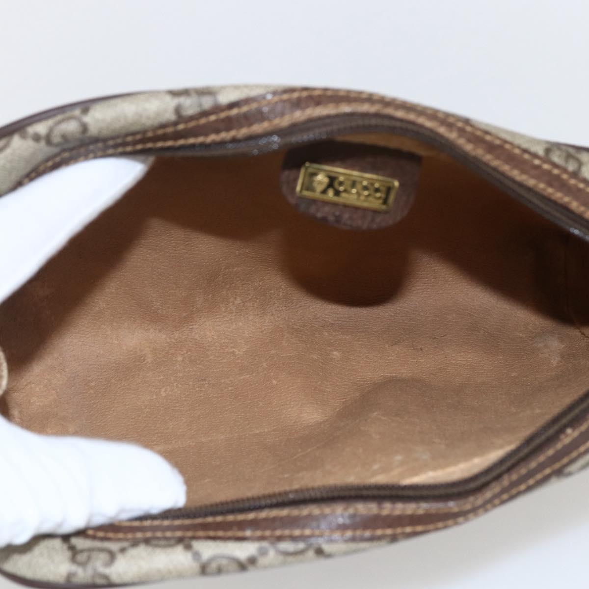 GUCCI GG Supreme Clutch Bag PVC Beige Gold 014 89 0094 Auth mr2105