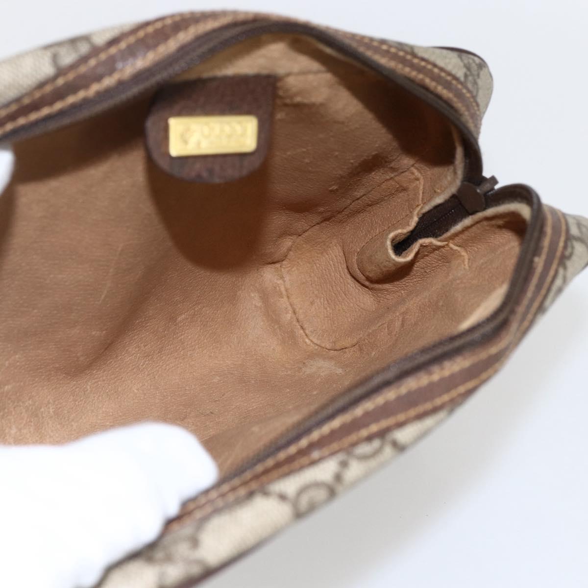 GUCCI GG Supreme Clutch Bag PVC Beige Gold 014 89 0094 Auth mr2105
