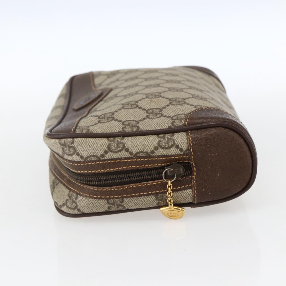 GUCCI GG Supreme Clutch Bag PVC Beige Gold 014 89 0094 Auth mr2105