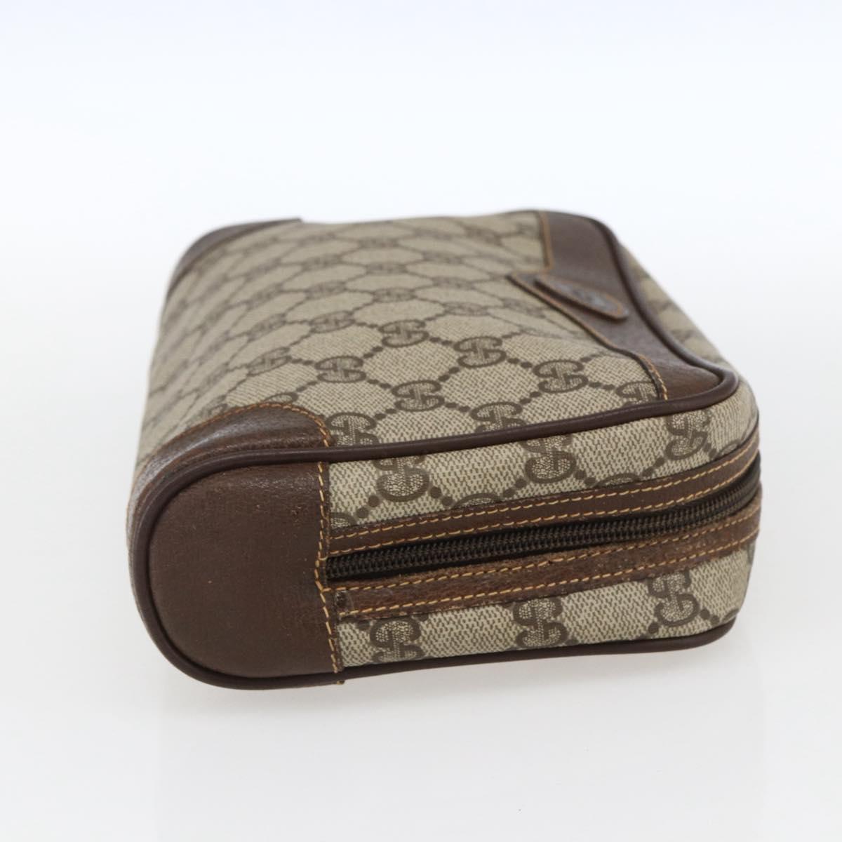 GUCCI GG Supreme Clutch Bag PVC Beige Gold 014 89 0094 Auth mr2105