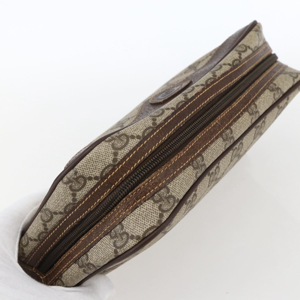 GUCCI GG Supreme Clutch Bag PVC Beige Gold 014 89 0094 Auth mr2105