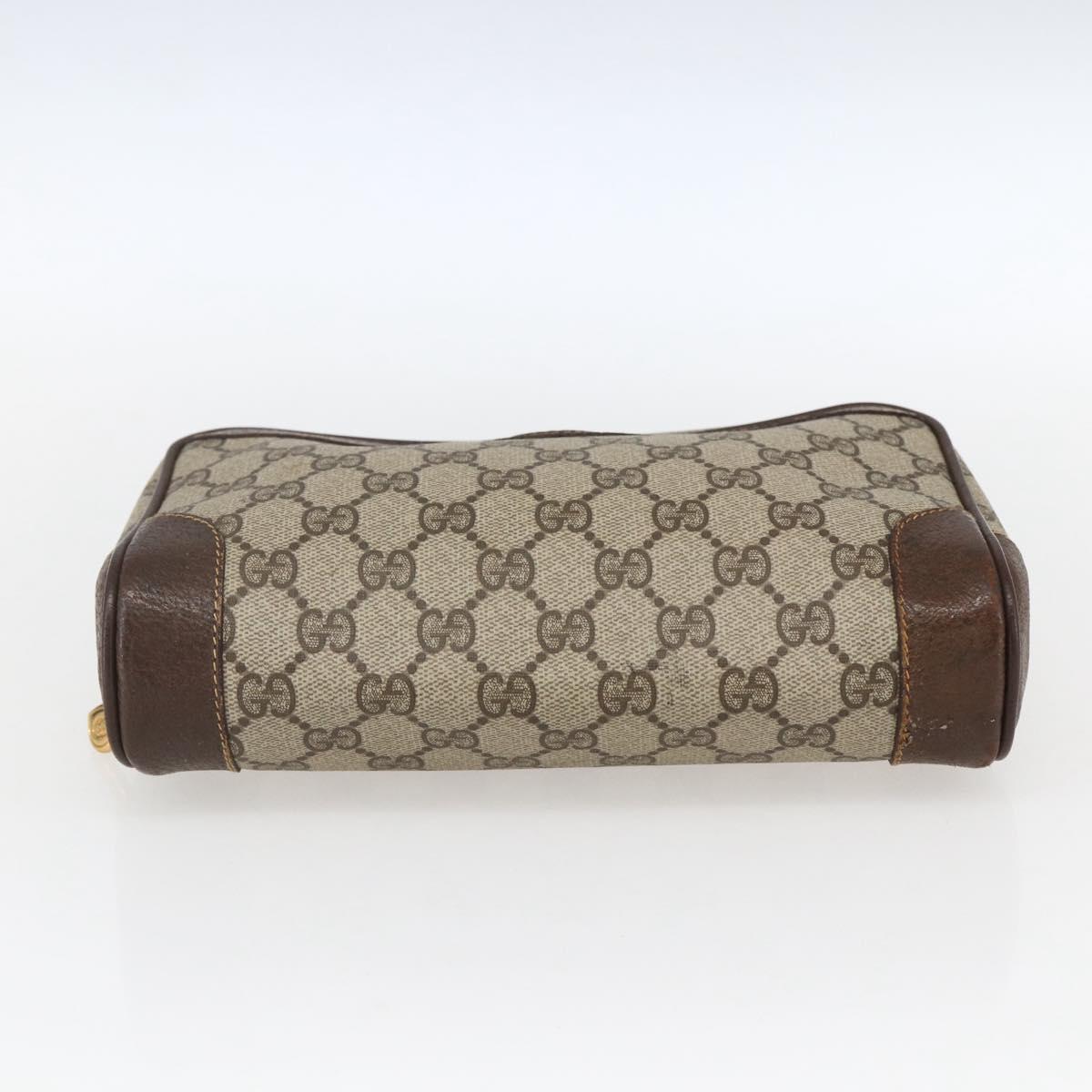 GUCCI GG Supreme Clutch Bag PVC Beige Gold 014 89 0094 Auth mr2105