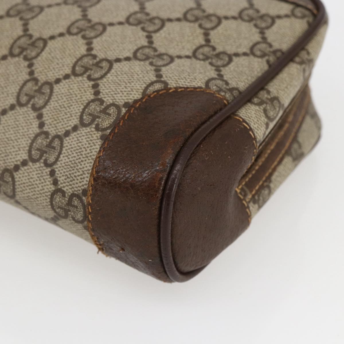 GUCCI GG Supreme Clutch Bag PVC Beige Gold 014 89 0094 Auth mr2105