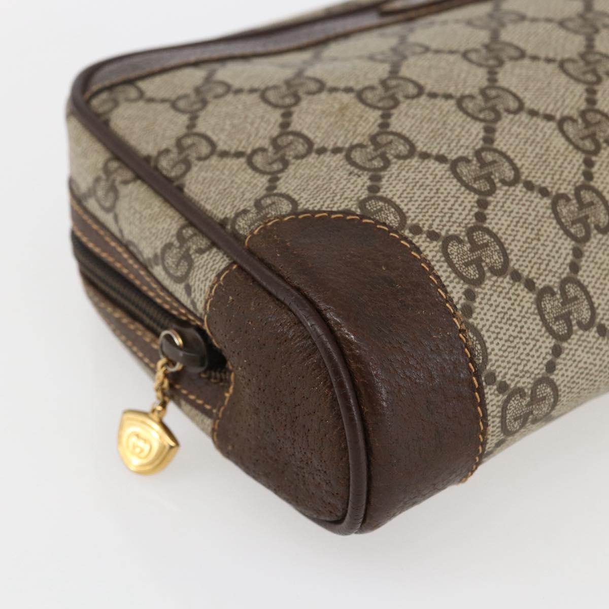 GUCCI GG Supreme Clutch Bag PVC Beige Gold 014 89 0094 Auth mr2105
