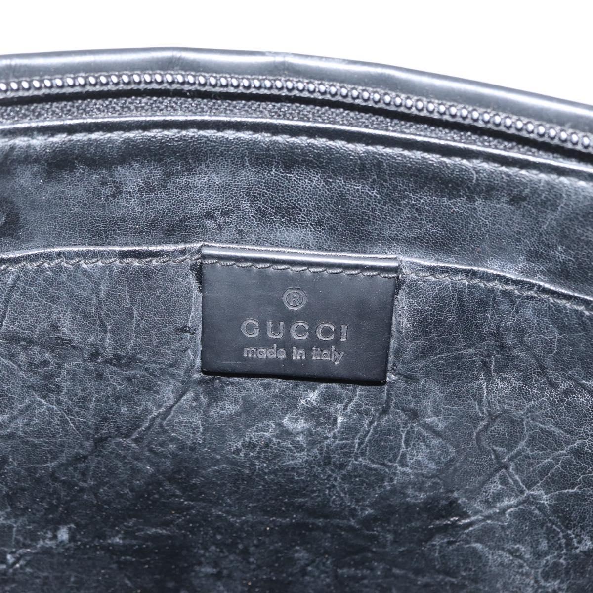 GUCCI GG Canvas Clutch Bag Nylon Black Silver 014 1126 Auth mr2106