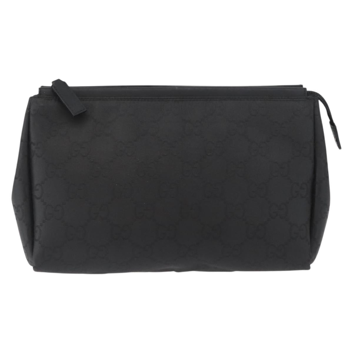GUCCI GG Canvas Clutch Bag Nylon Black Silver 014 1126 Auth mr2106