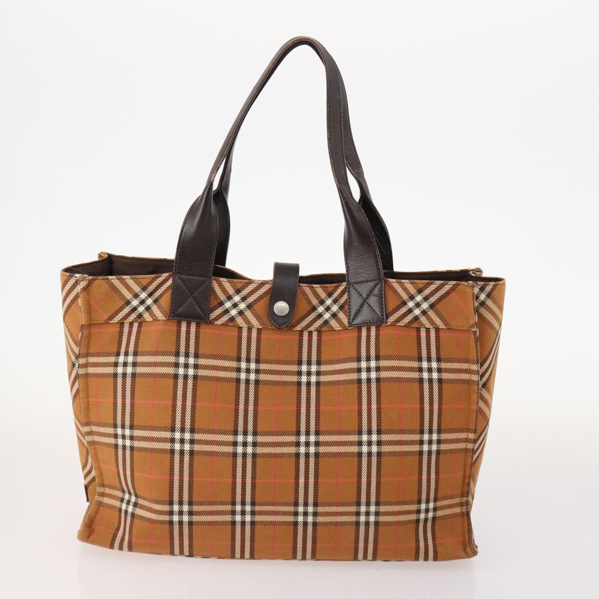 BURBERRY Nova Check Blue Label Bag Leather Nylon 5 Set Blue Brown Auth mr2107