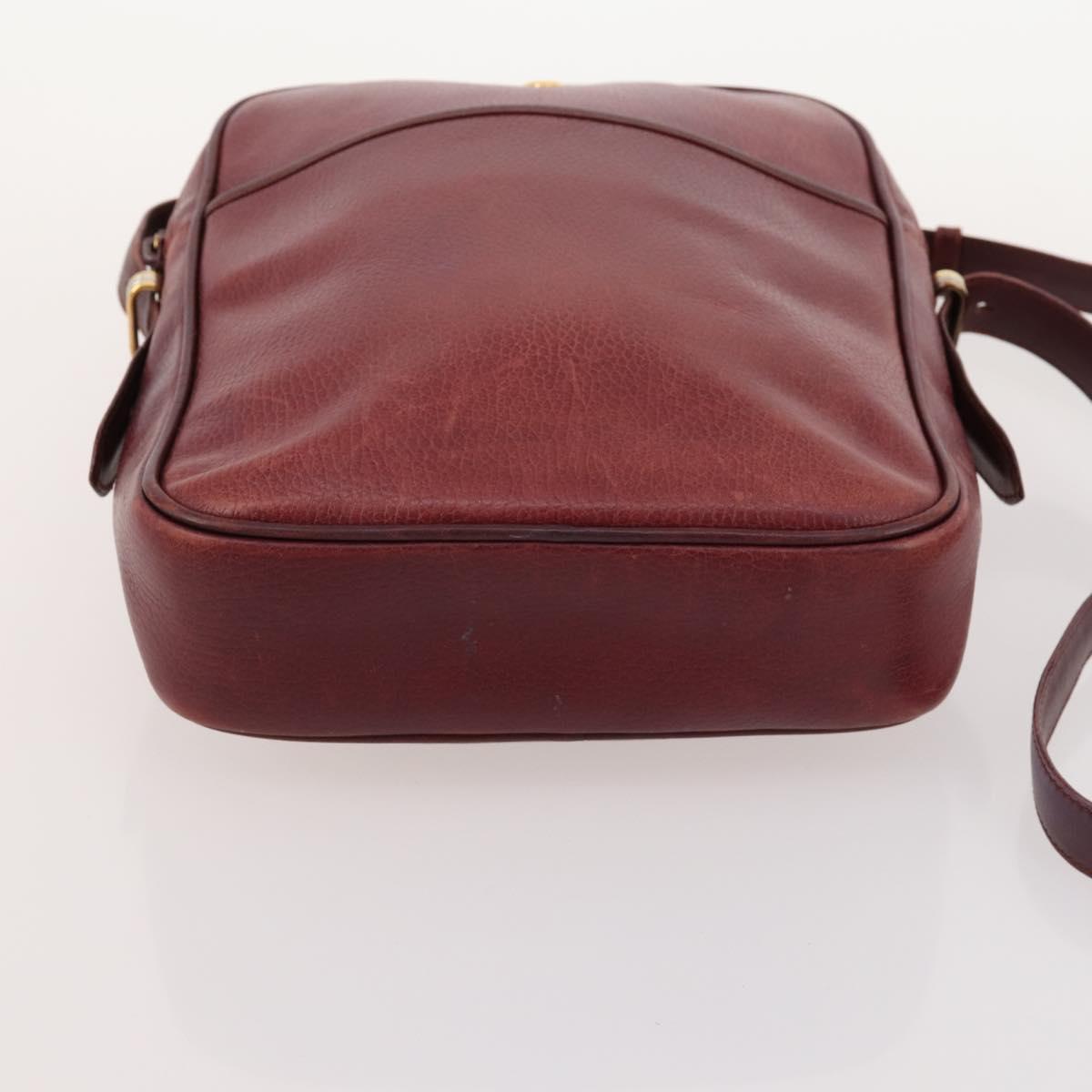 CARTIER Shoulder Bag Leather 5 Set Bordeaux Gold Auth mr2108