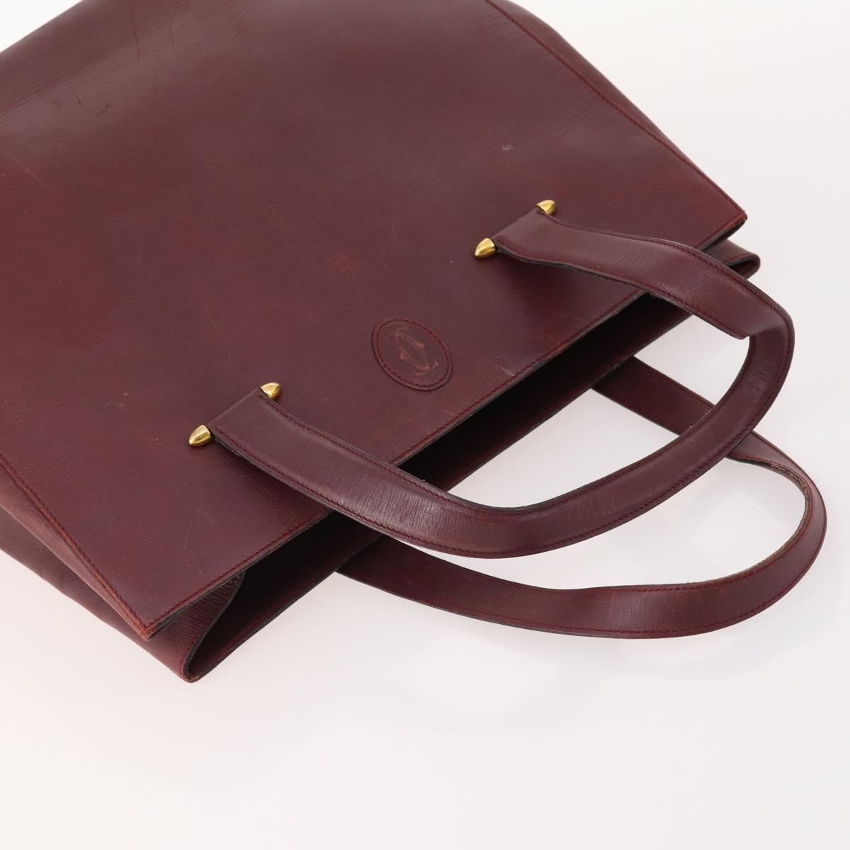 CARTIER Shoulder Bag Leather 5 Set Bordeaux Gold Auth mr2108