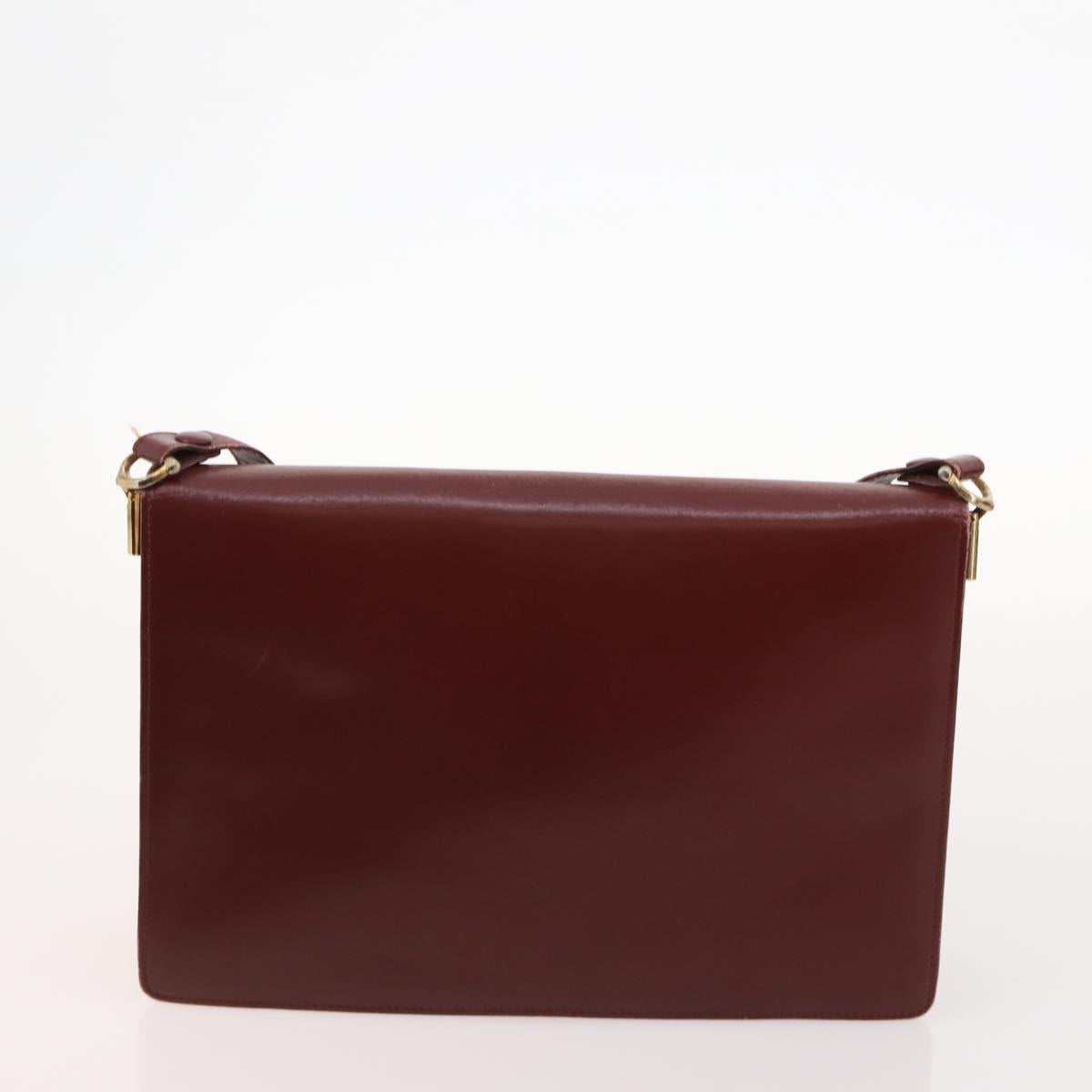 CARTIER Shoulder Bag Leather 5 Set Bordeaux Gold Auth mr2108