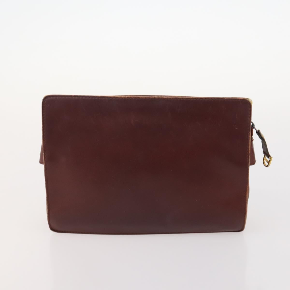 CARTIER Must Line Clutch Bag Leather 5 Set Bordeaux Gold Auth mr2109
