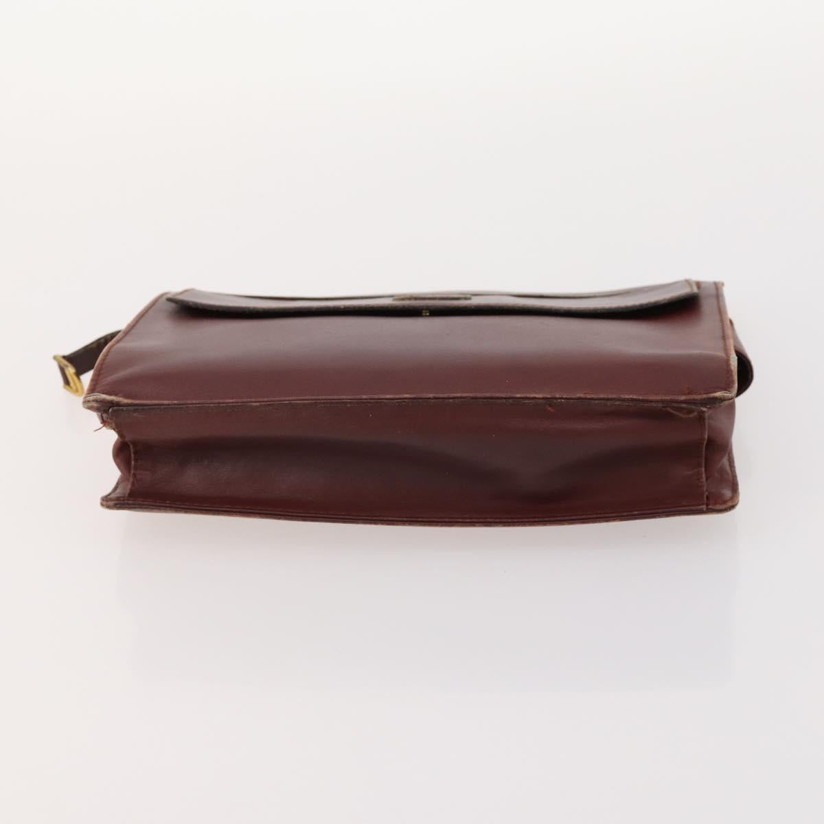 CARTIER Must Line Clutch Bag Leather 5 Set Bordeaux Gold Auth mr2109