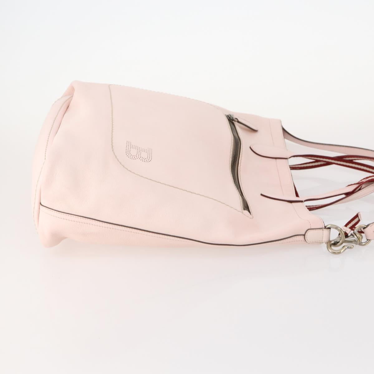 BALLY Hand Bag Leather 3 Set Black Pink Auth mr2113