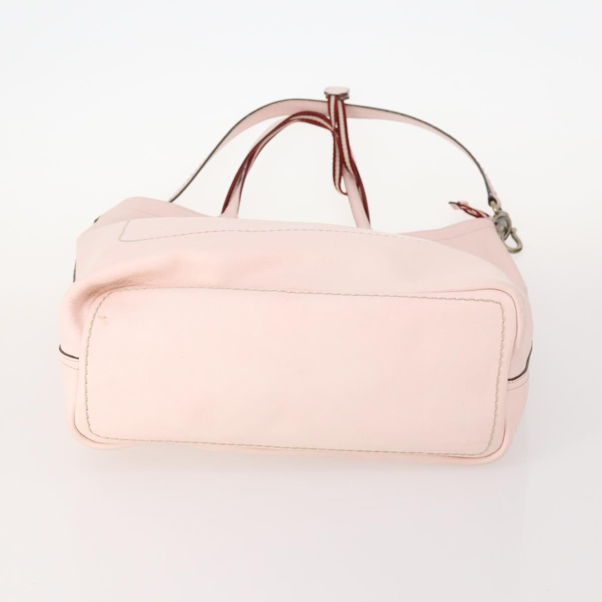 BALLY Hand Bag Leather 3 Set Black Pink Auth mr2113