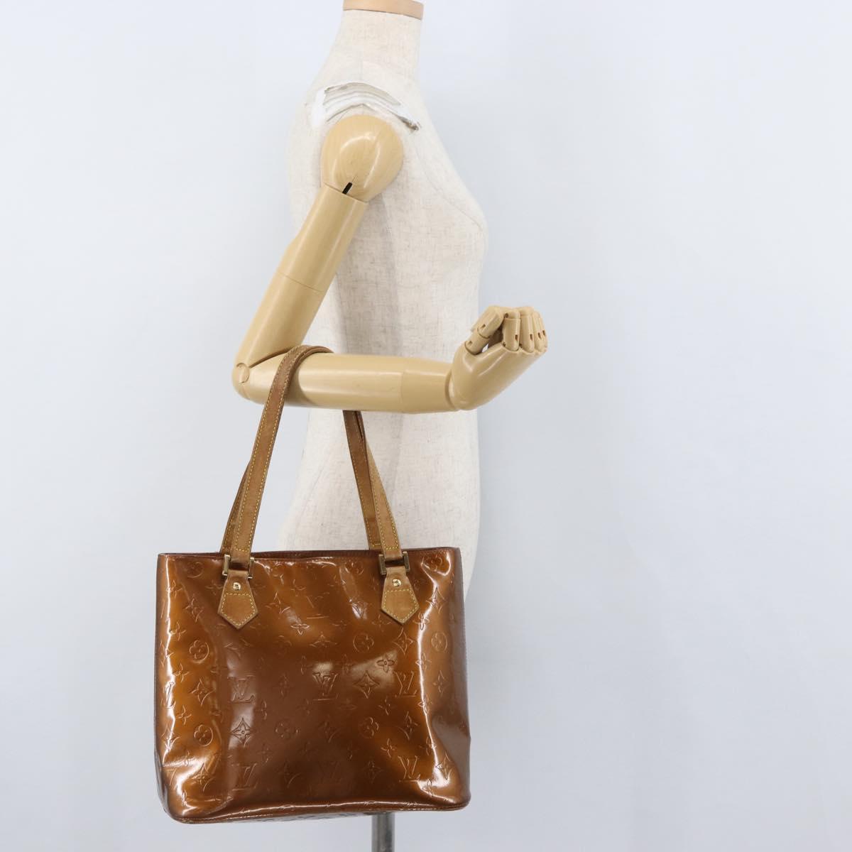 LOUIS VUITTON Monogram Vernis Houston Hand Bag Bronze M91122 LV Auth mr2114