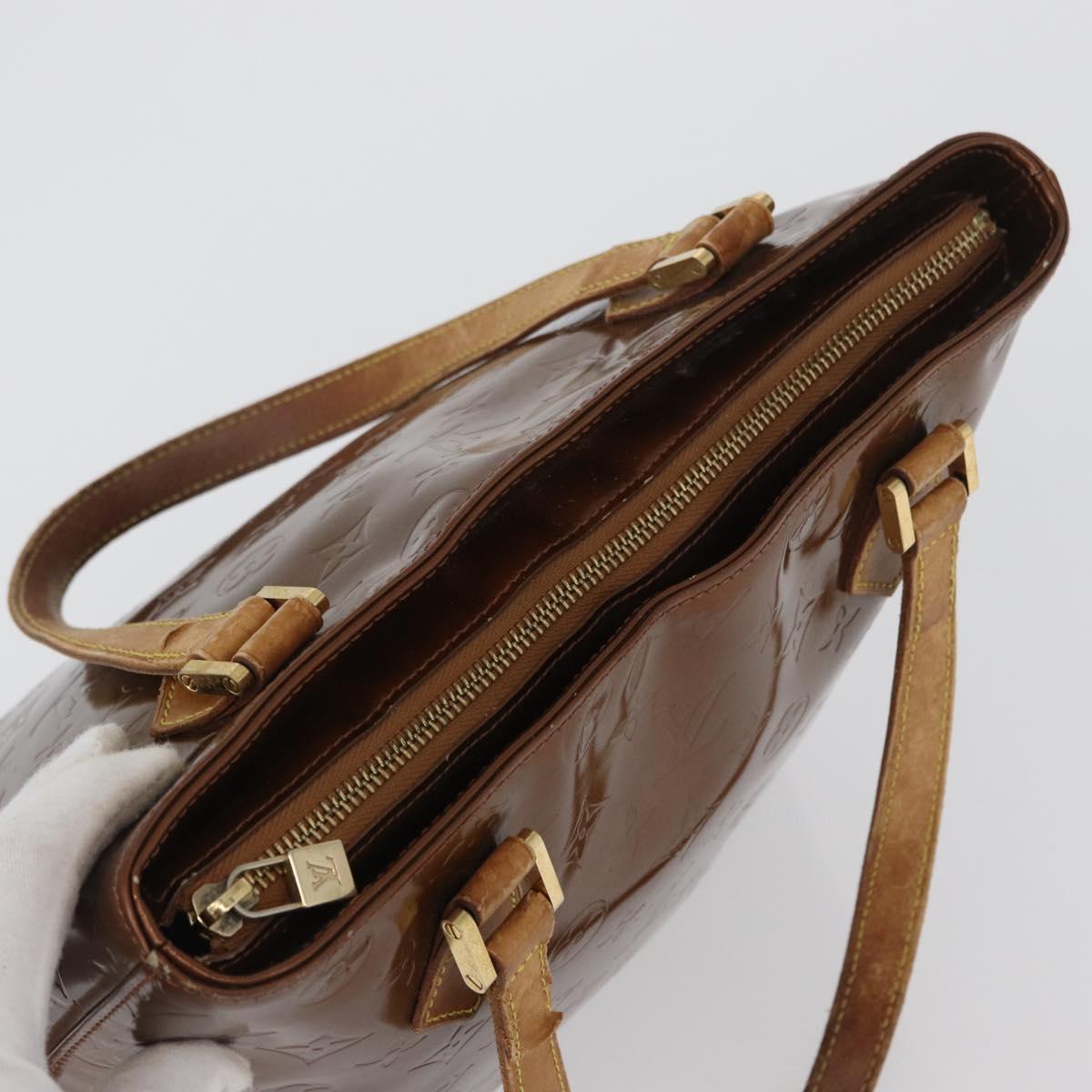 LOUIS VUITTON Monogram Vernis Houston Hand Bag Bronze M91122 LV Auth mr2114