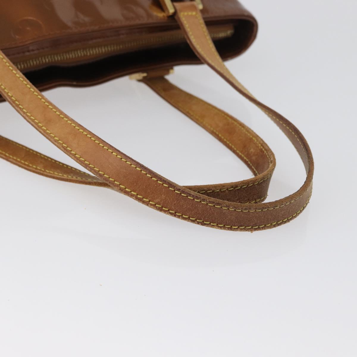 LOUIS VUITTON Monogram Vernis Houston Hand Bag Bronze M91122 LV Auth mr2114