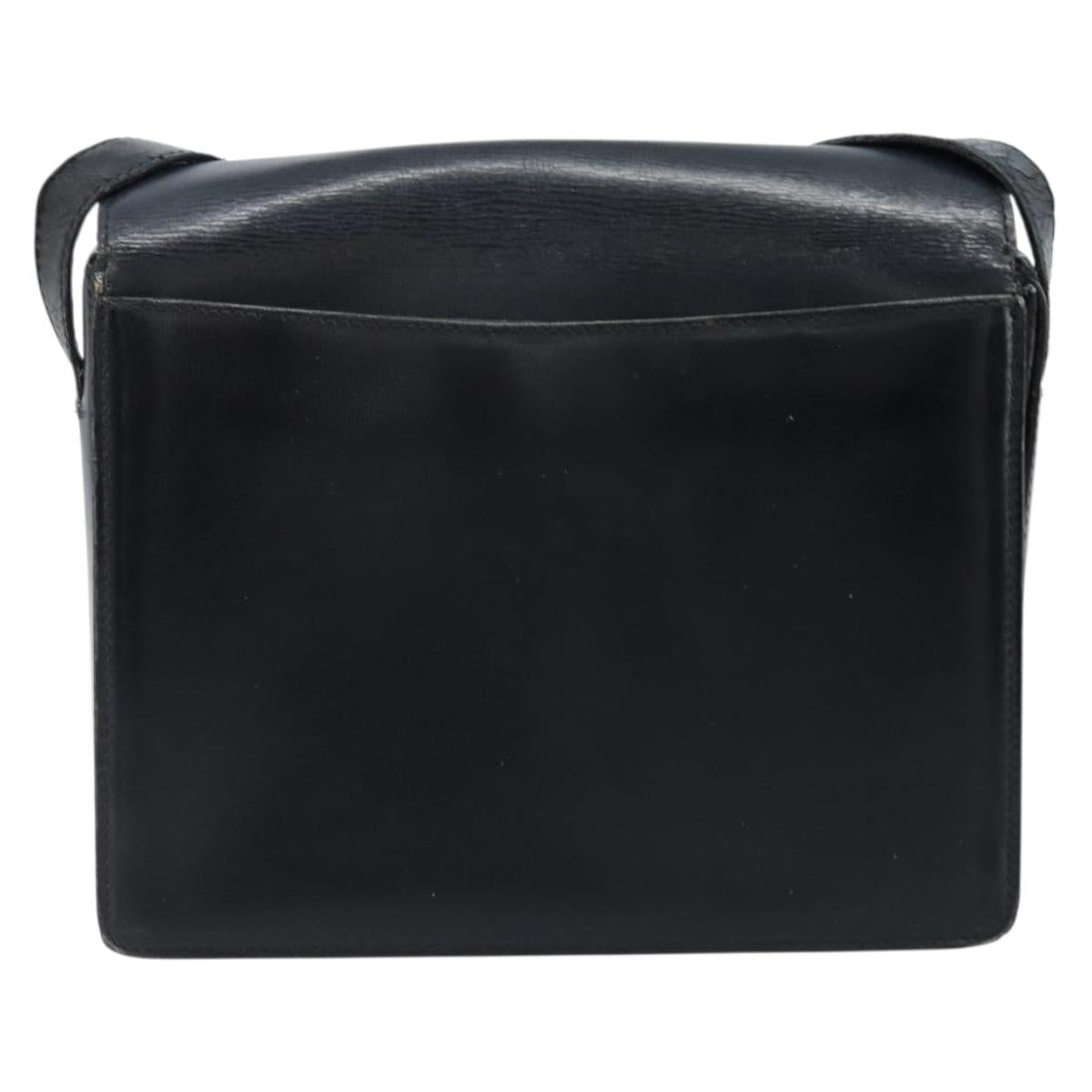 CELINE Shoulder Bag Leather Black Gold Auth mr2124A