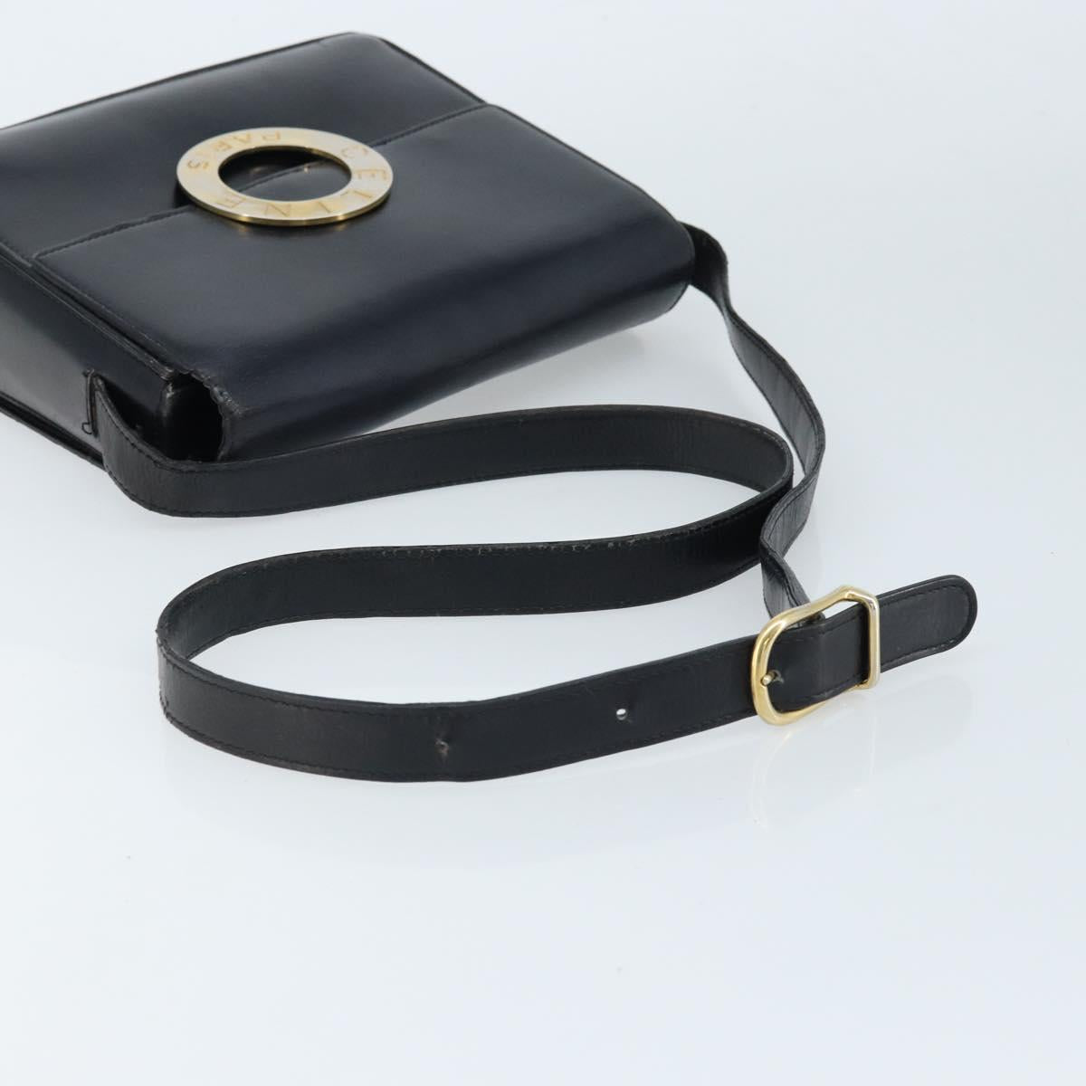 CELINE Shoulder Bag Leather Black Gold Auth mr2124A