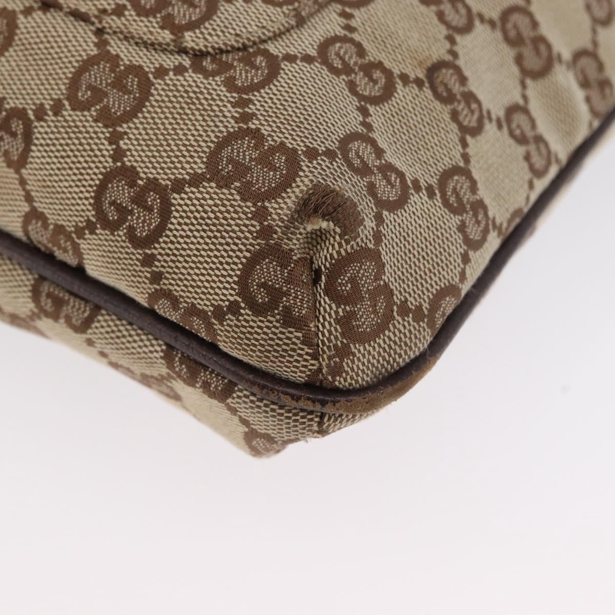 GUCCI GG Canvas Shoulder Bag Beige Silver 122793 Auth mr2126