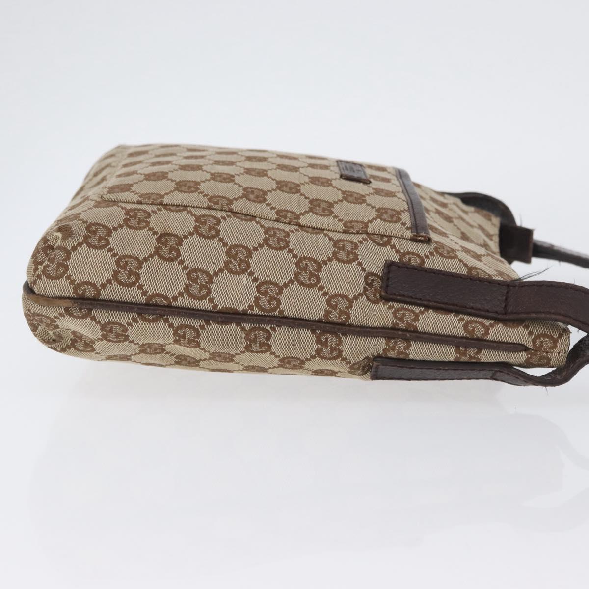 GUCCI GG Canvas Shoulder Bag Beige Silver 122793 Auth mr2126
