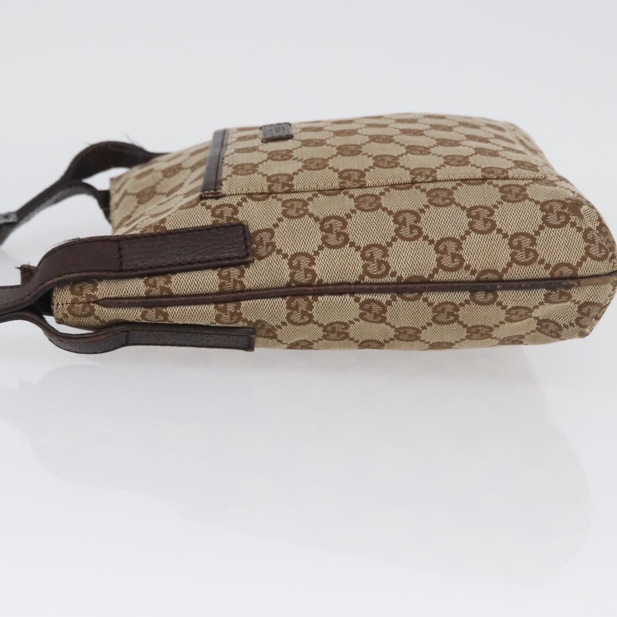 GUCCI GG Canvas Shoulder Bag Beige Silver 122793 Auth mr2126