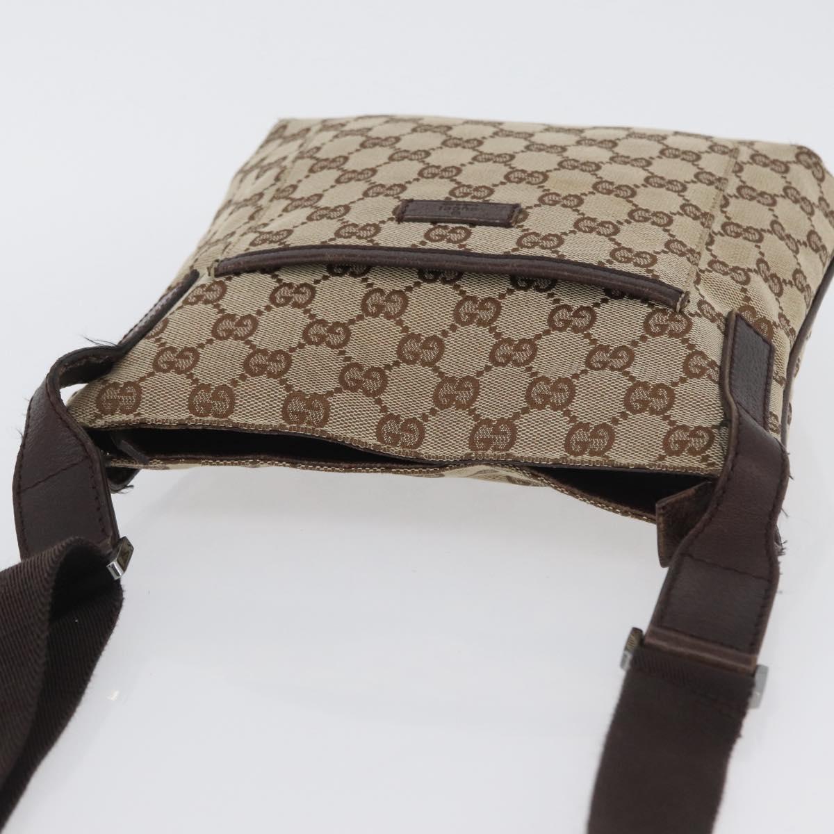 GUCCI GG Canvas Shoulder Bag Beige Silver 122793 Auth mr2126