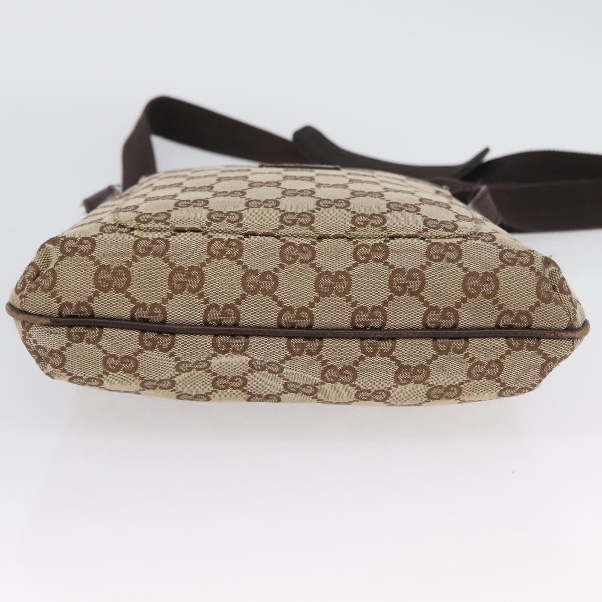 GUCCI GG Canvas Shoulder Bag Beige Silver 122793 Auth mr2126