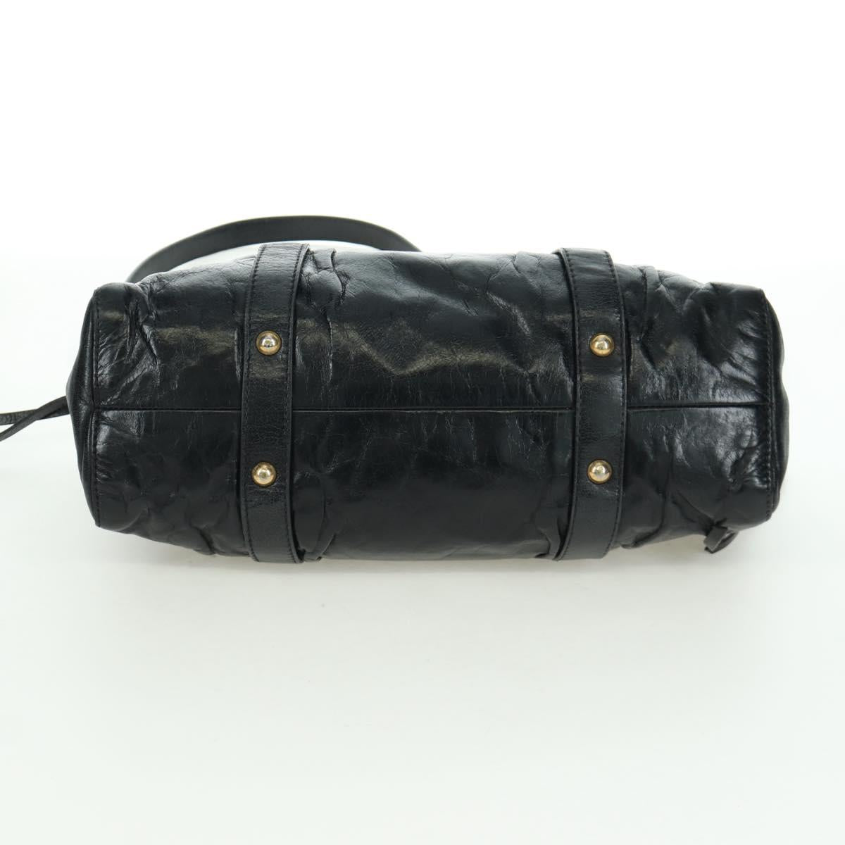 Miu Miu Hand Bag Leather 2way Black Gold Auth mr2127SAV