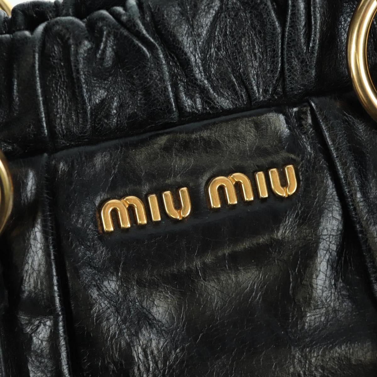 Miu Miu Hand Bag Leather 2way Black Gold Auth mr2127SAV