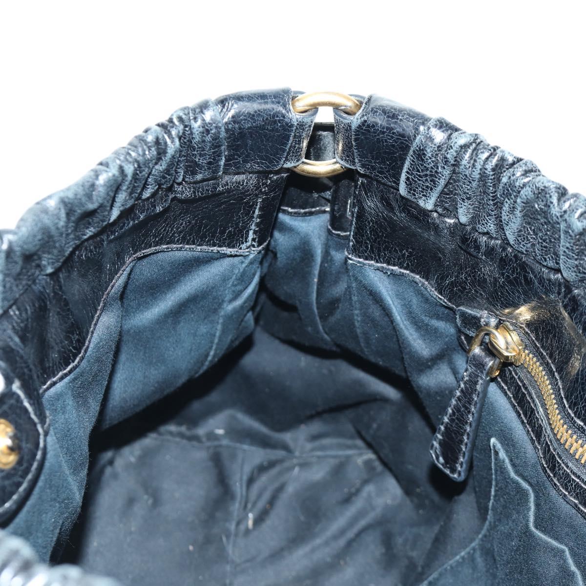 Miu Miu Hand Bag Leather 2way Black Gold Auth mr2127SAV