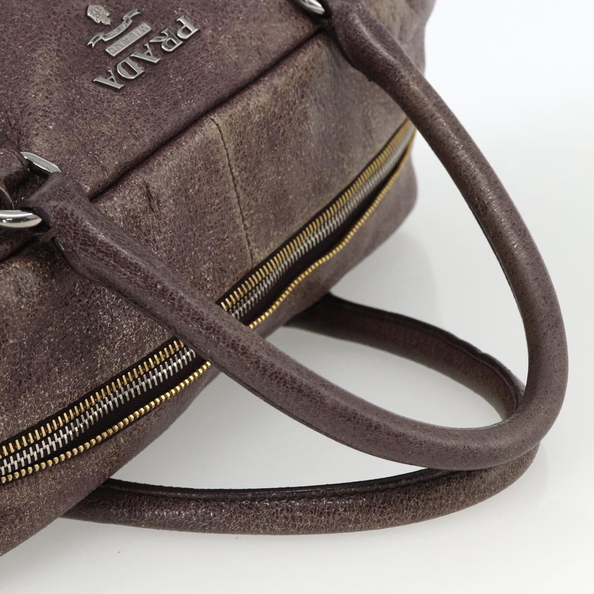 PRADA Hand Bag Leather Purple Silver Auth mr2128