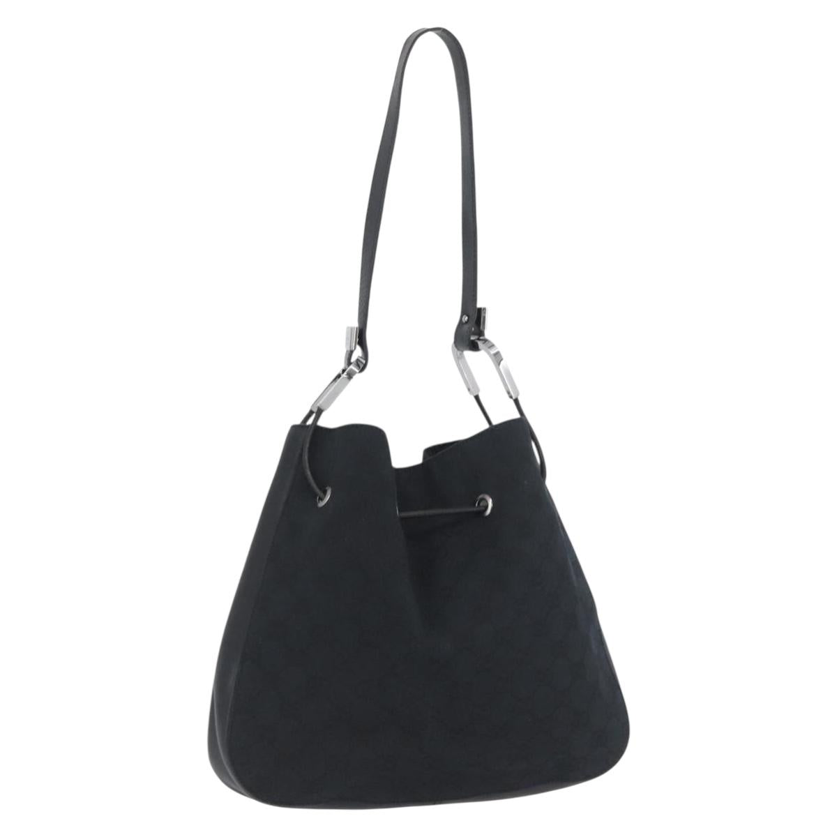 GUCCI GG Canvas Shoulder Bag Black Silver 001 3748 Auth mr2131