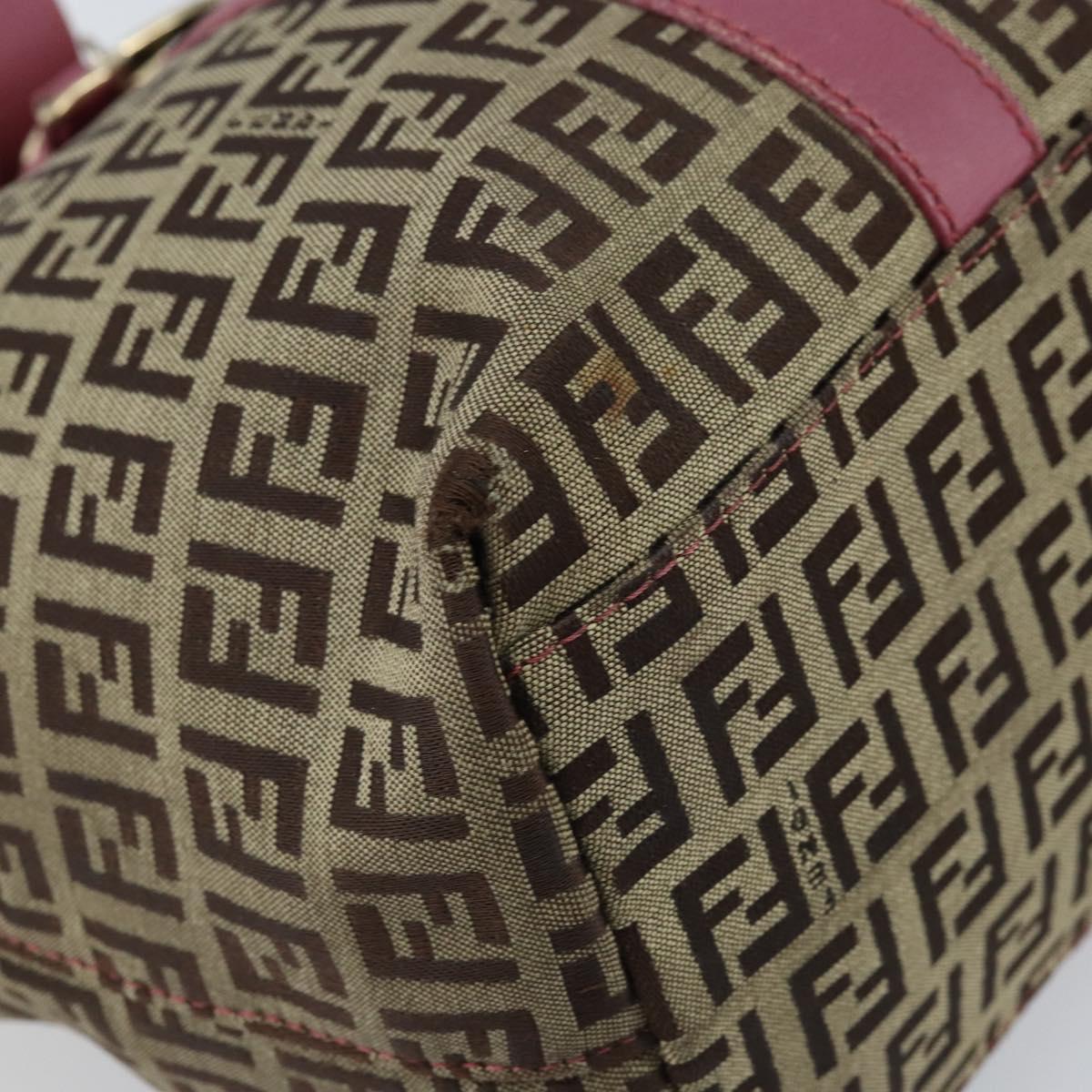 FENDI Zucchino Canvas Tote Bag Brown Gold Auth mr2135