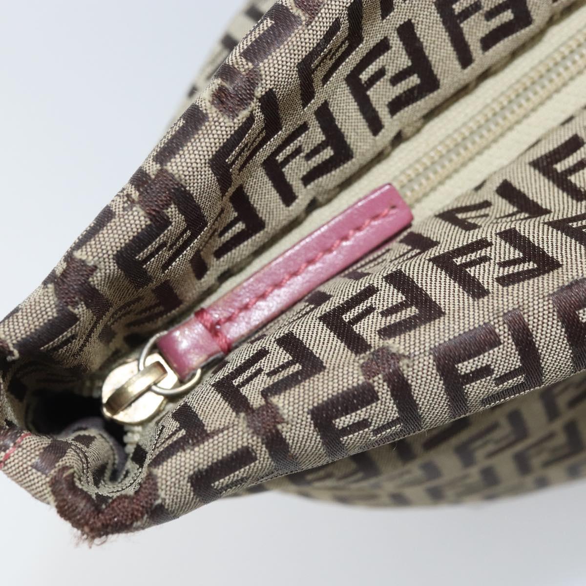 FENDI Zucchino Canvas Tote Bag Brown Gold Auth mr2135