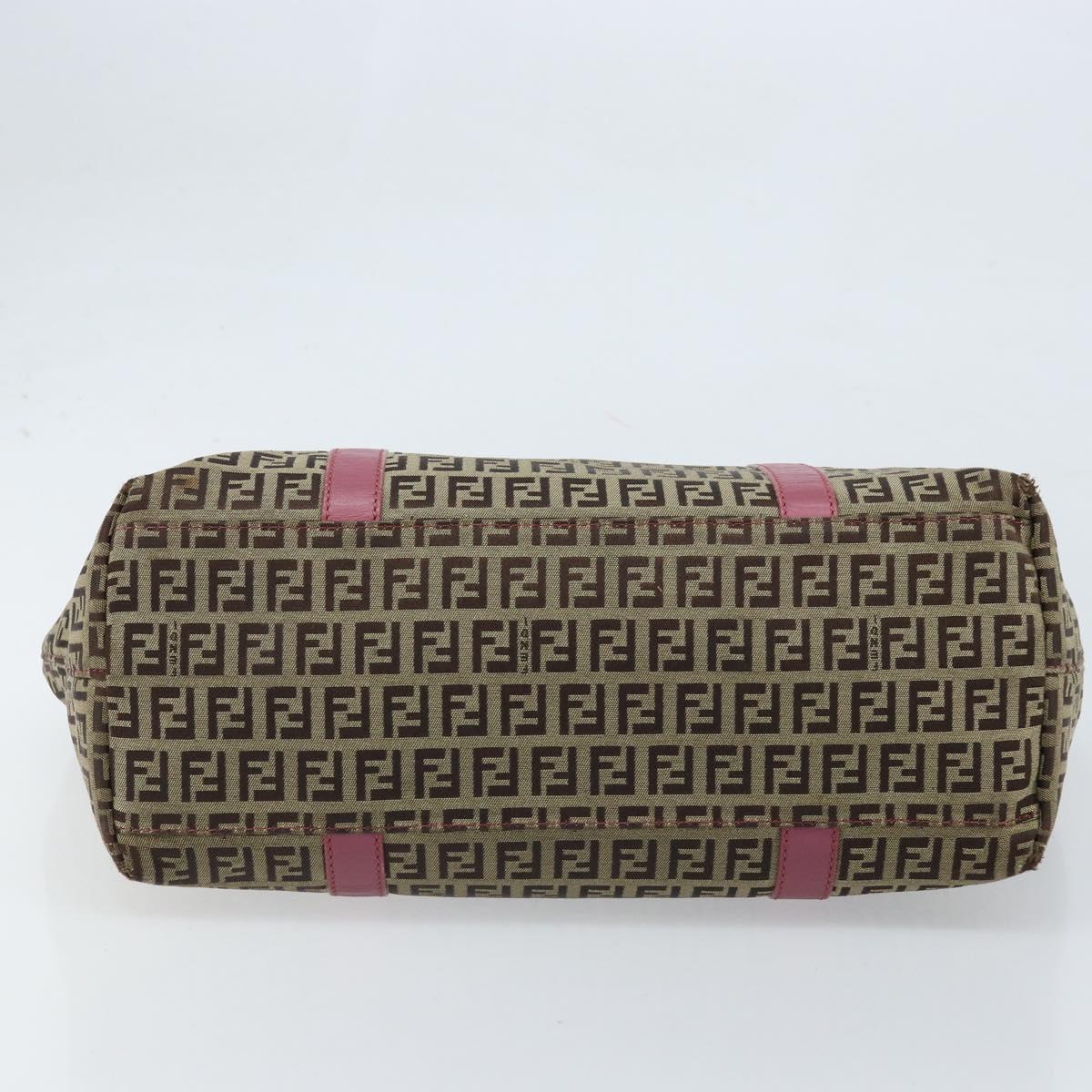 FENDI Zucchino Canvas Tote Bag Brown Gold Auth mr2135