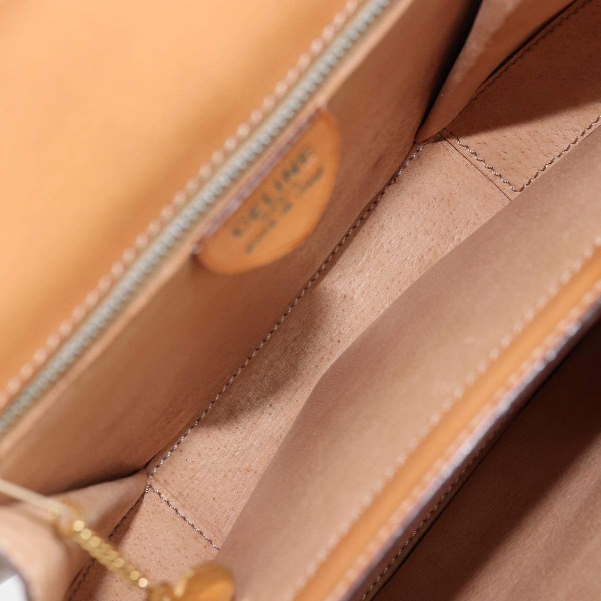 CELINE Macadam Canvas Hand Bag PVC Leather Brown Gold Auth mr2139A