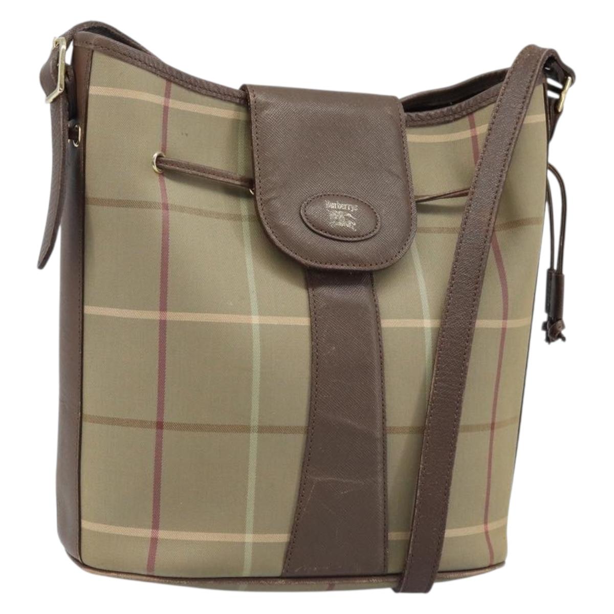 Burberrys Nova Check Shoulder Bag Beige Gold Auth mr2149