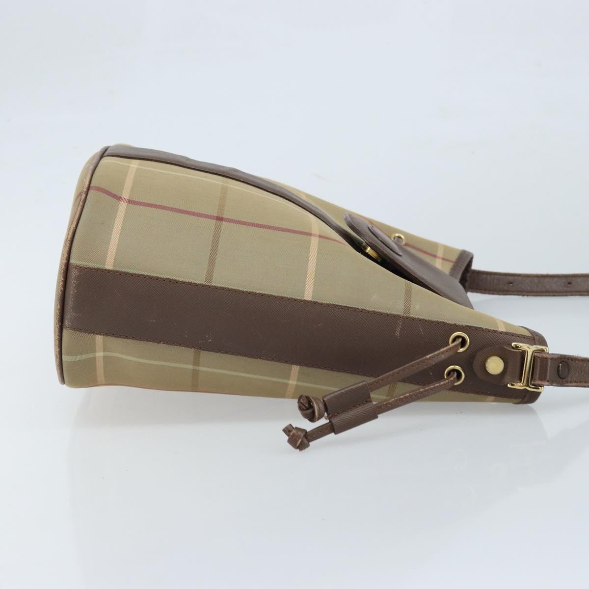 Burberrys Nova Check Shoulder Bag Beige Gold Auth mr2149