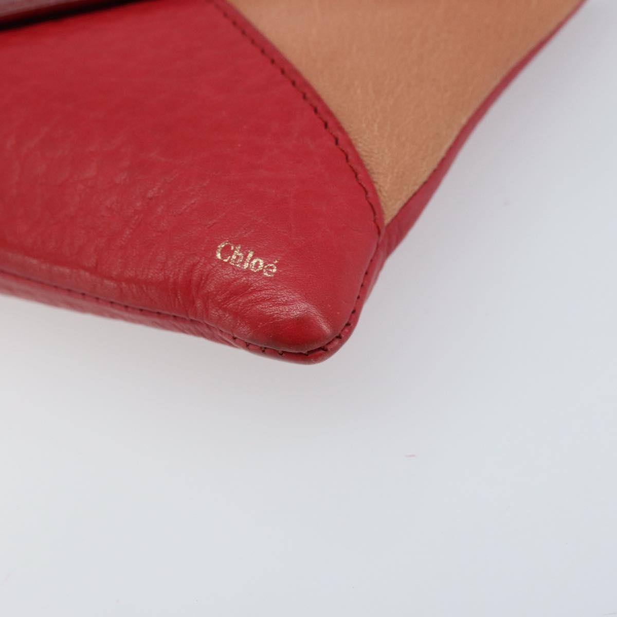 Chloe Shoulder Bag Leather Red Gold Auth mr2151