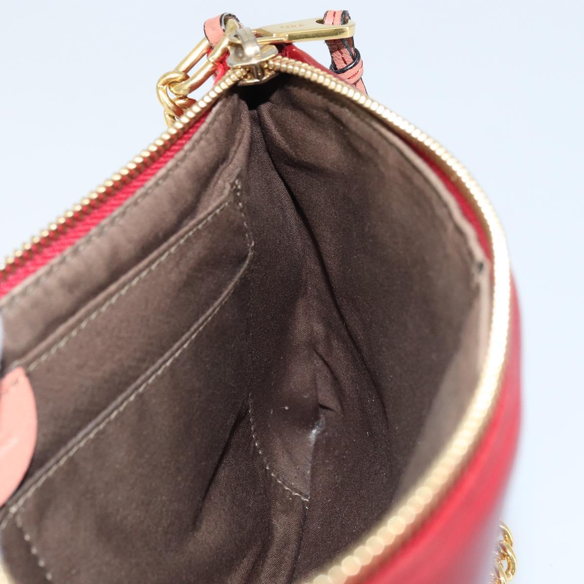 Chloe Shoulder Bag Leather Red Gold Auth mr2151