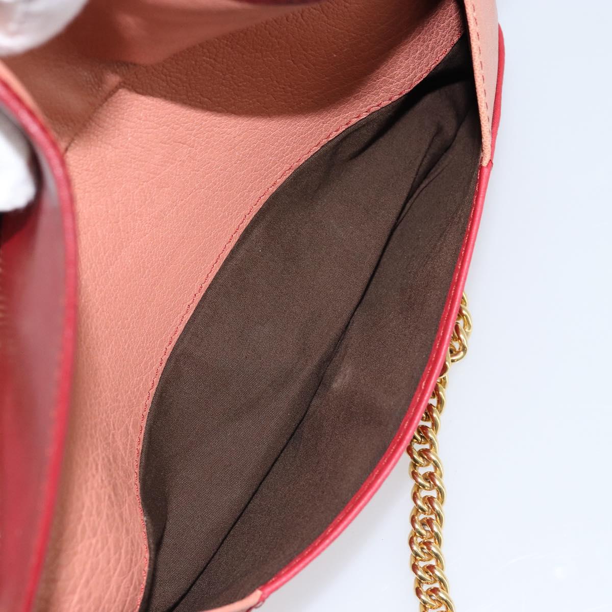 Chloe Shoulder Bag Leather Red Gold Auth mr2151