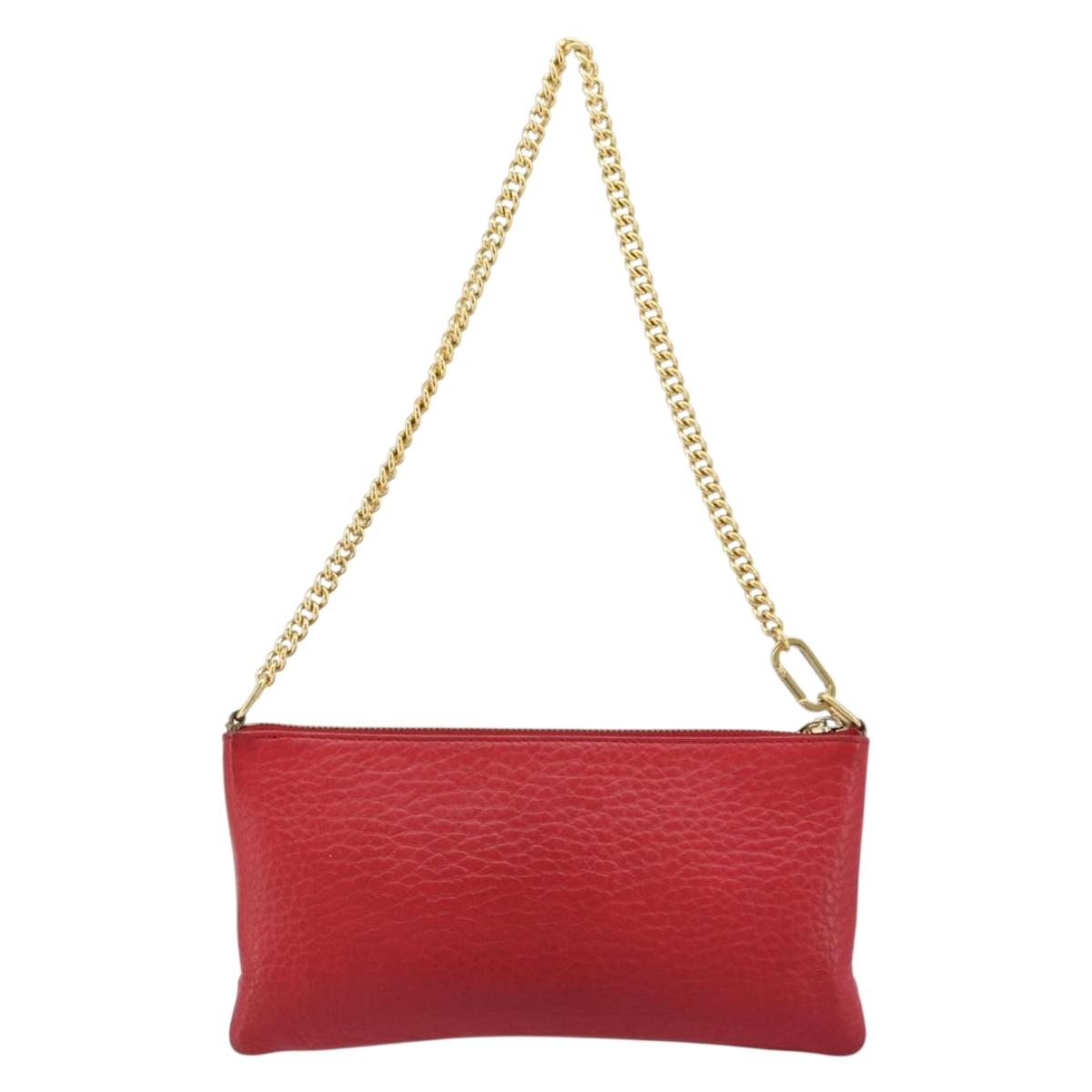 Chloe Shoulder Bag Leather Red Gold Auth mr2151