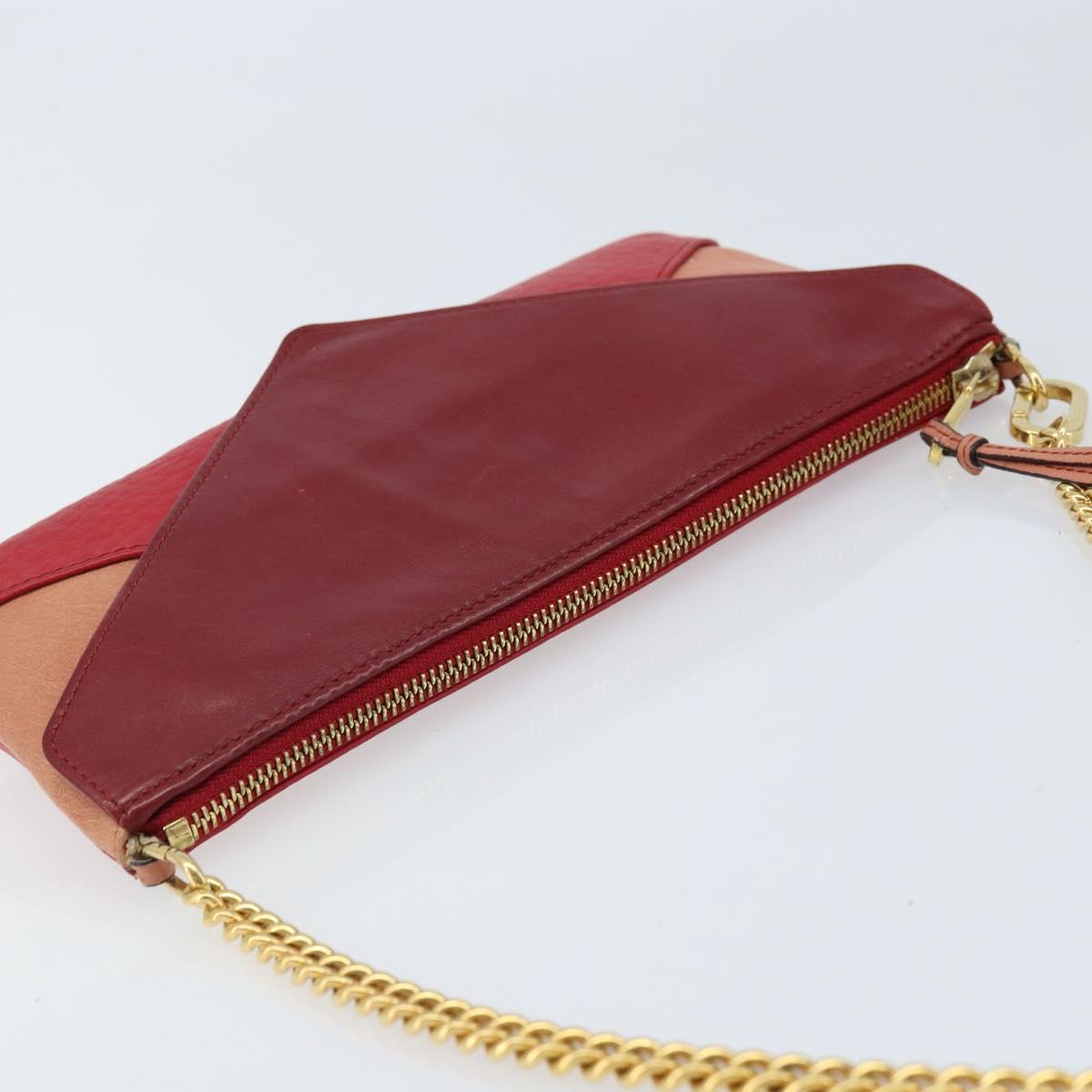 Chloe Shoulder Bag Leather Red Gold Auth mr2151