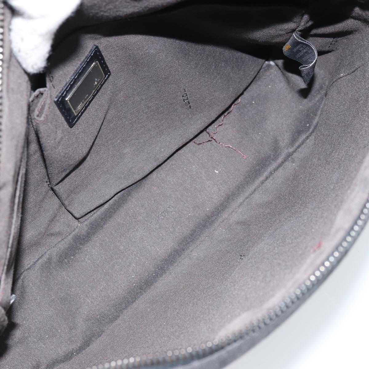 FENDI Zucchino Canvas Shoulder Bag Black Silver Auth mr2153V