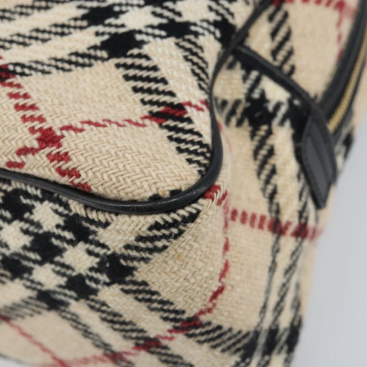 BURBERRY Nova Check Hand Bag Wool Beige Gold Auth mr2159V